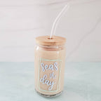 SEAS THE DAY Glass Can Cup Drinkware La Vie Bien SEAS THE DAY Glass Can Cup