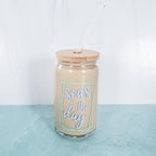 SEAS THE DAY Glass Can Cup Drinkware La Vie Bien SEAS THE DAY Glass Can Cup