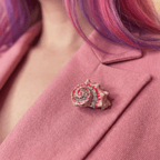 Seashell Embellished Gemstone Brooch Enamel Pin by The Bullish Store