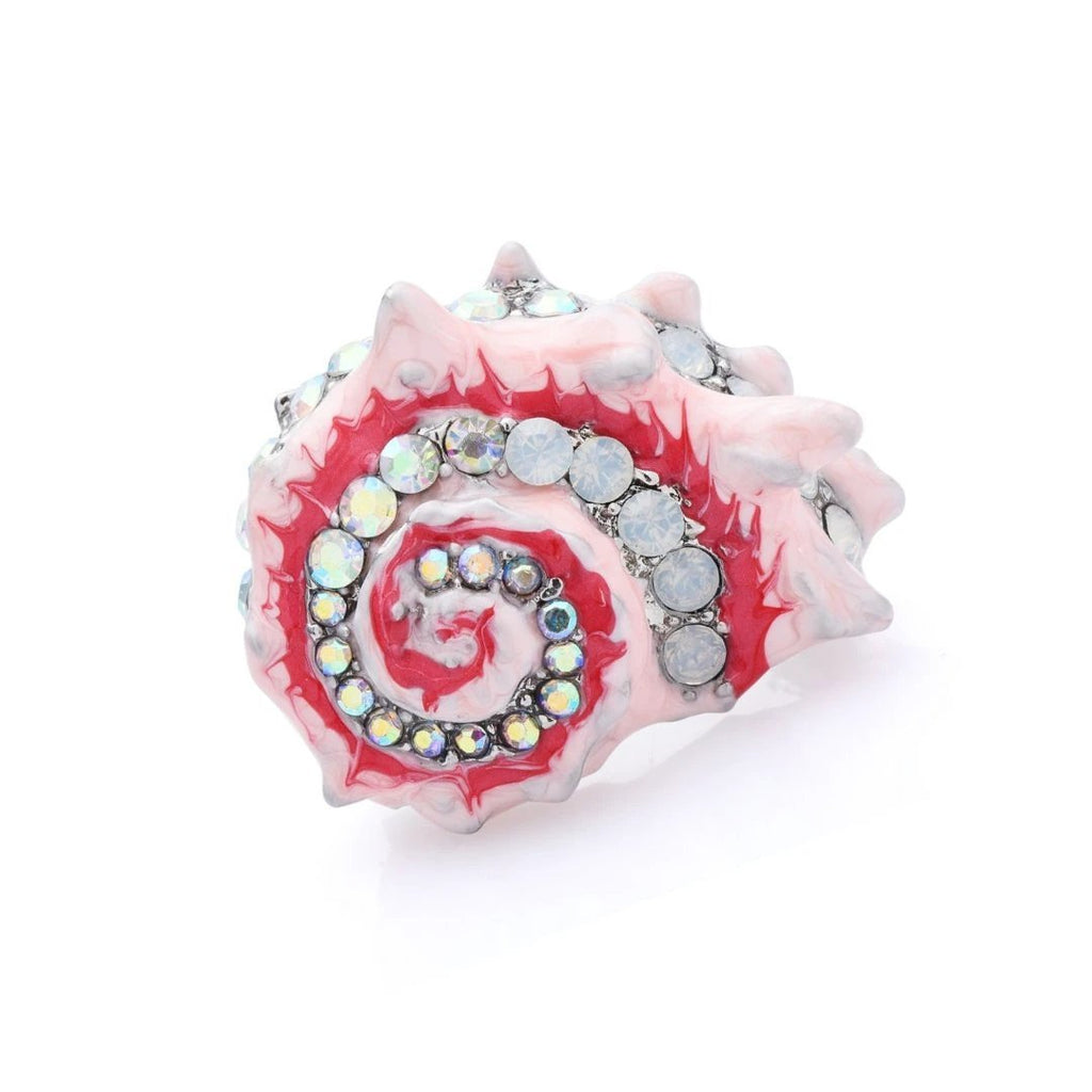 Seashell Embellished Gemstone Brooch Enamel Pin by The Bullish Store