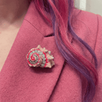Seashell Embellished Gemstone Brooch Enamel Pin by The Bullish Store