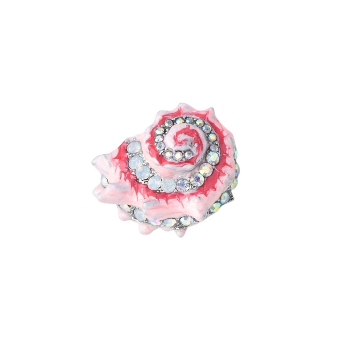 Seashell Embellished Gemstone Brooch Enamel Pin by The Bullish Store