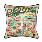Seattle, WA Hand - Embroidered Pillow Pillows La Vie Bien Seattle, WA Hand - Embroidered Pillow