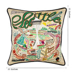 Seattle, WA Hand - Embroidered Pillow Pillows La Vie Bien Seattle, WA Hand - Embroidered Pillow