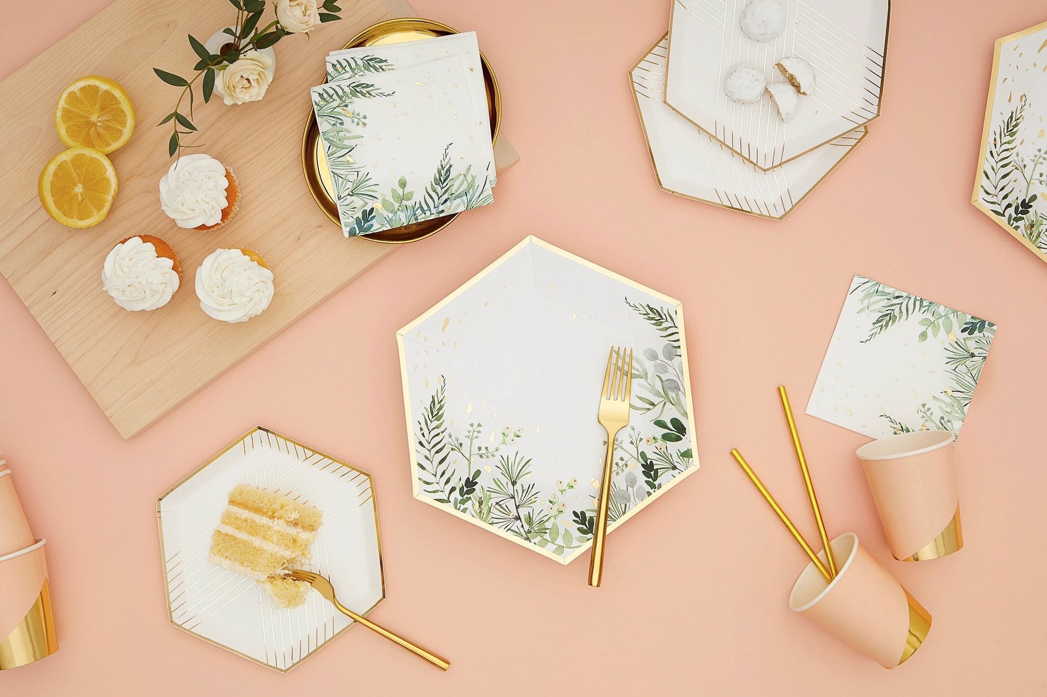 Secret Garden - White Botanicals Cocktail Paper Napkins by Harlow & Grey