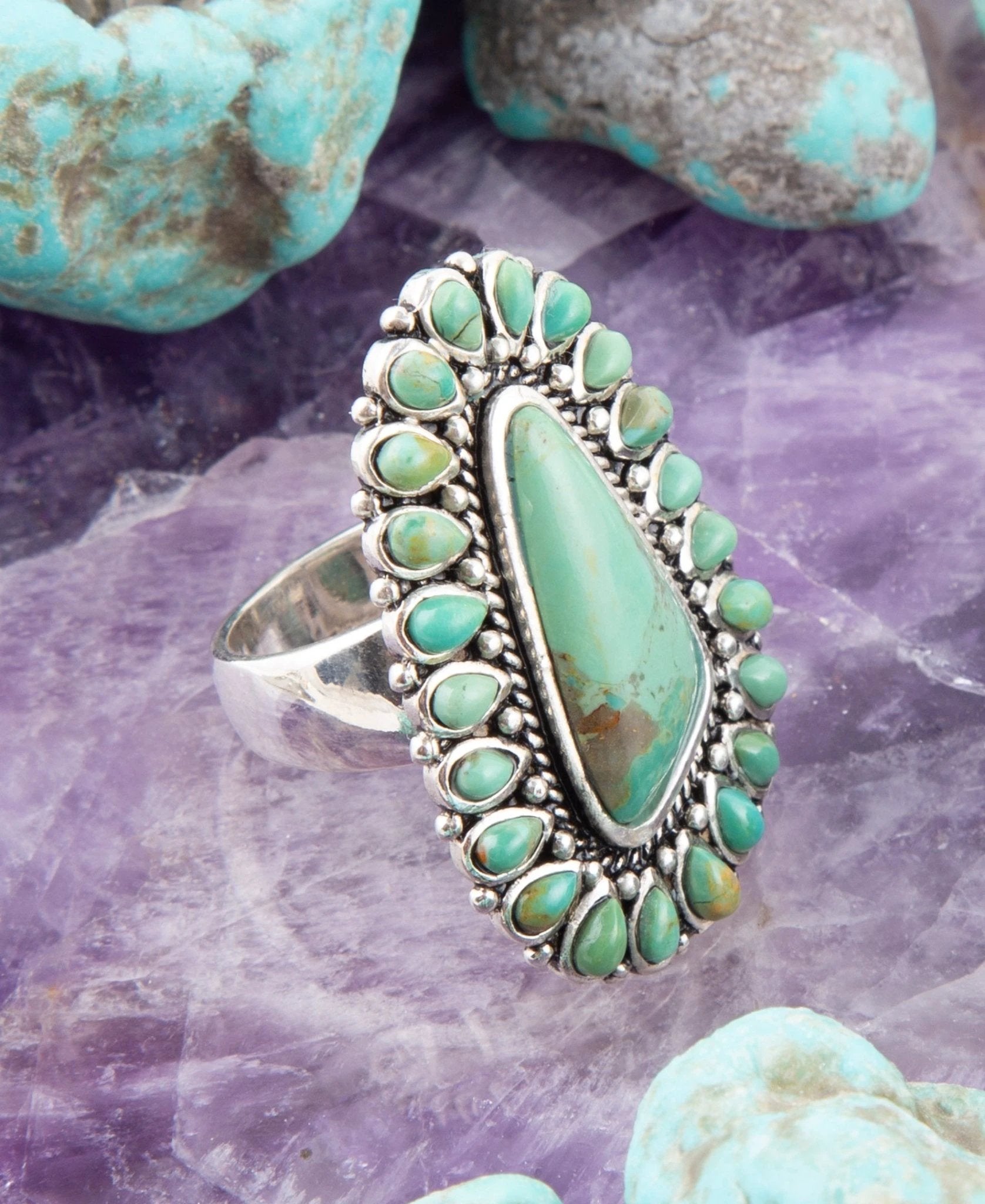Sedona Blue Turquoise and Sterling Silver Statement Ring by Barse Jewelry