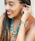 Sedona Blue Turquoise Orange Goldstone Golden Statement Ring by Barse Jewelry