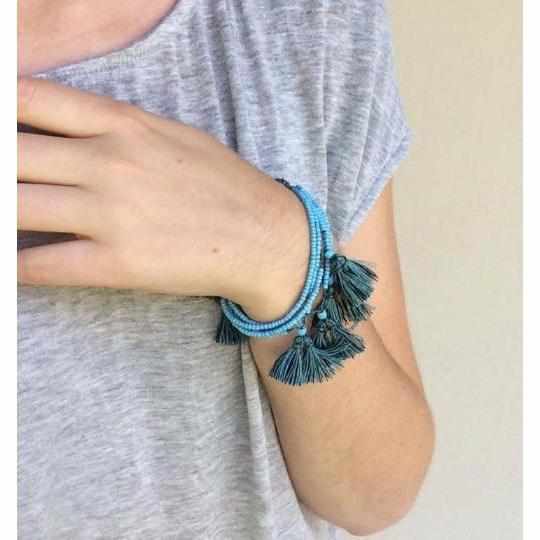 Seeds & Tassels Beaded Pull String Boho Bracelet - Thailand Jewelry La Vie Bien Seeds & Tassels Beaded Pull String Boho Bracelet - Thailand