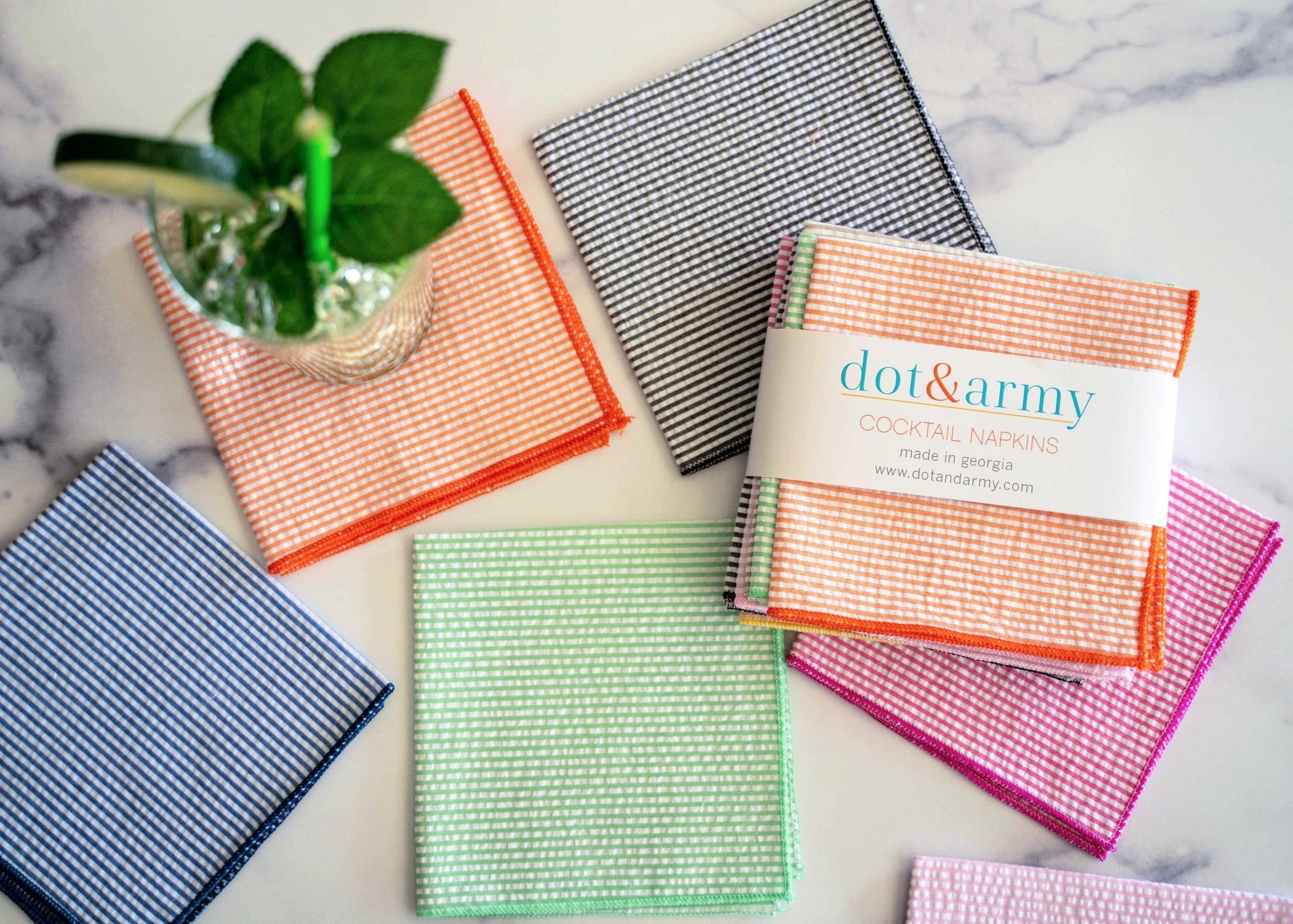 Seersucker Cocktail Napkins, set of four by Dot and Army