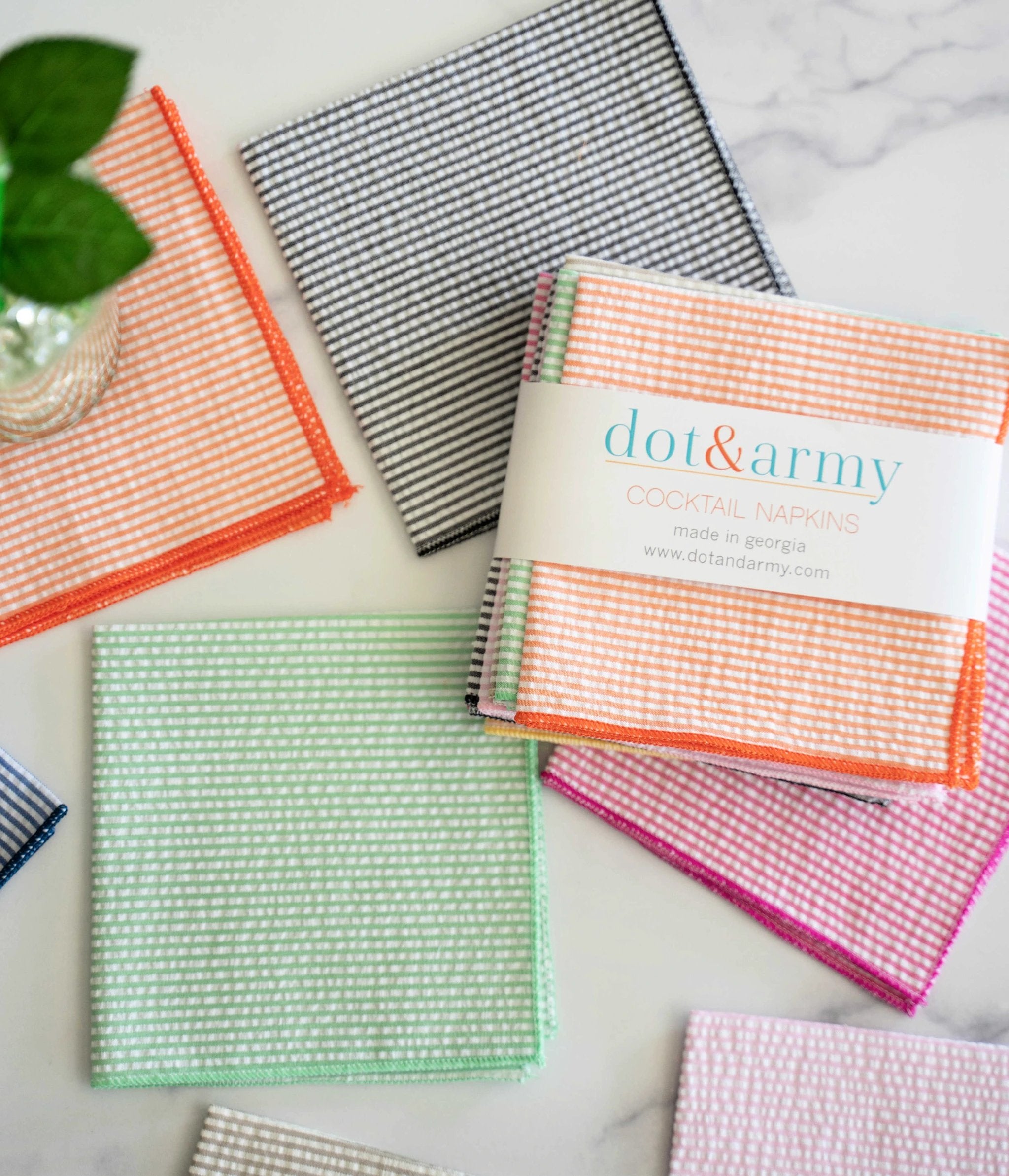 Seersucker Cloth Napkins - Vibrant, Easy-Care - set of eight by Dot and Army