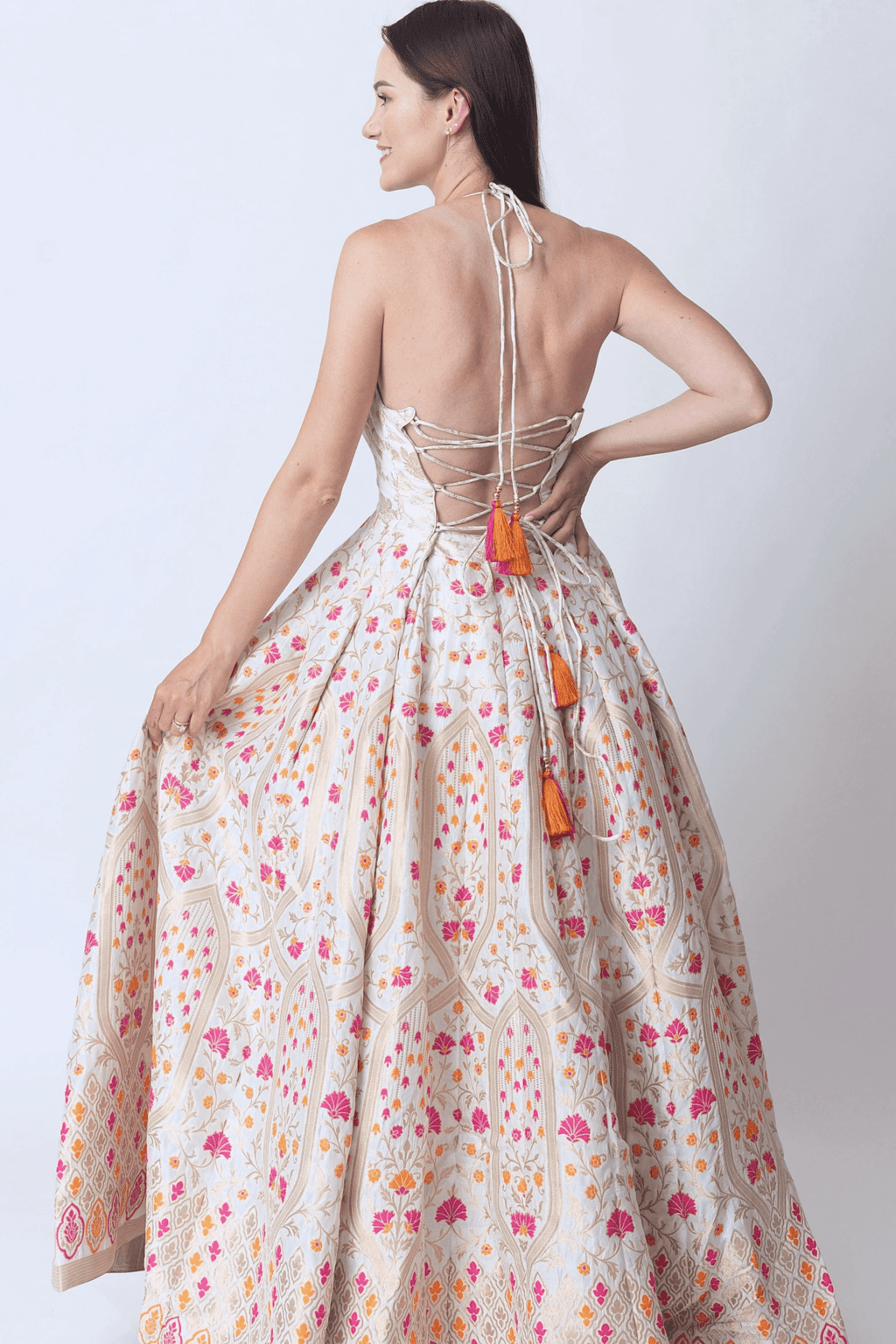 Selina Silk Jacquard Gown by Raas