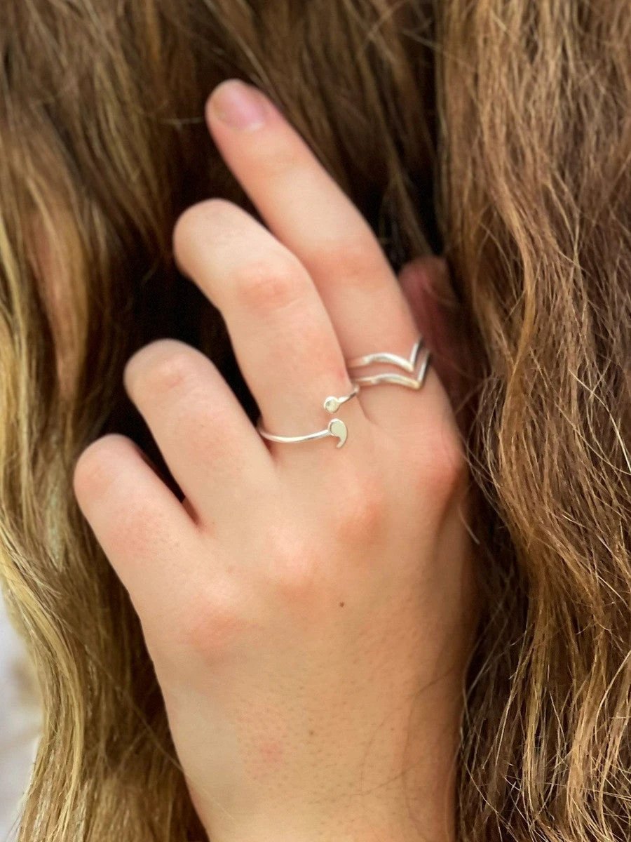 Semi-Colon Sterling Silver Ring by Fair Anita