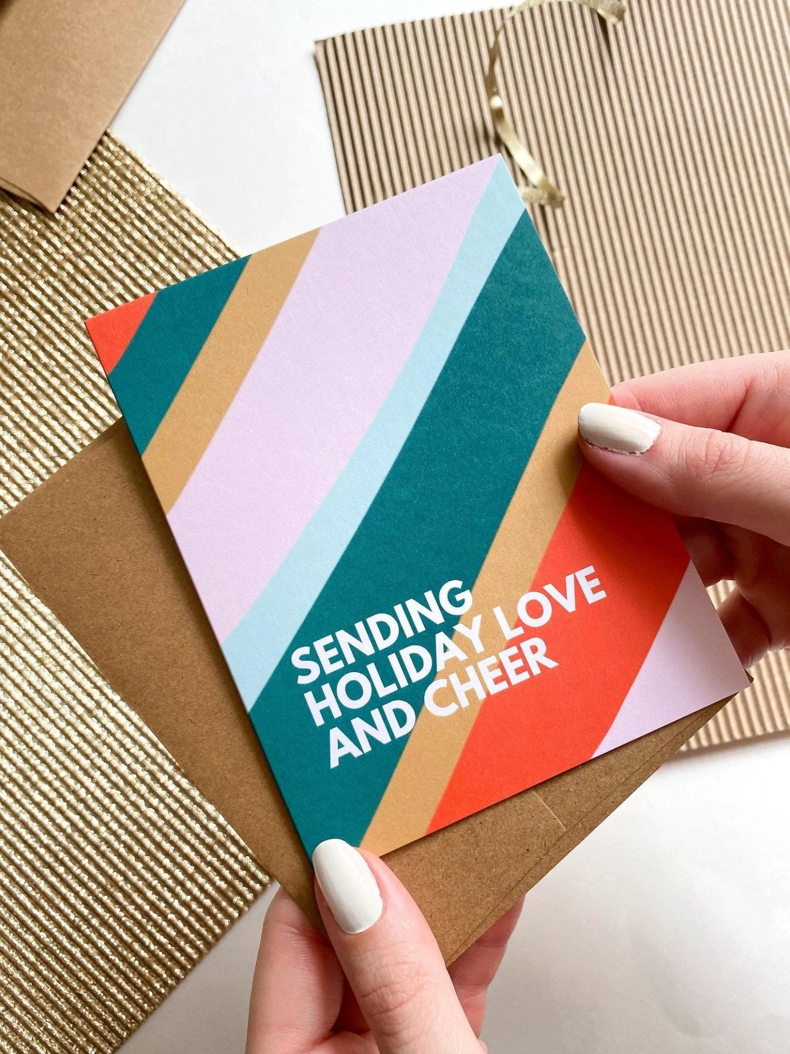 Sending Holiday Love and Cheer Holiday Card Simple Holiday Cards by Five Dot Post