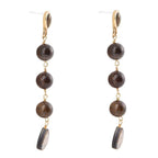 Sepia Sea Blue Abalone Post Golden Drop Earrings by Barse Jewelry