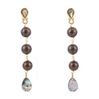 Sepia Sea Blue Abalone Post Golden Drop Earrings by Barse Jewelry