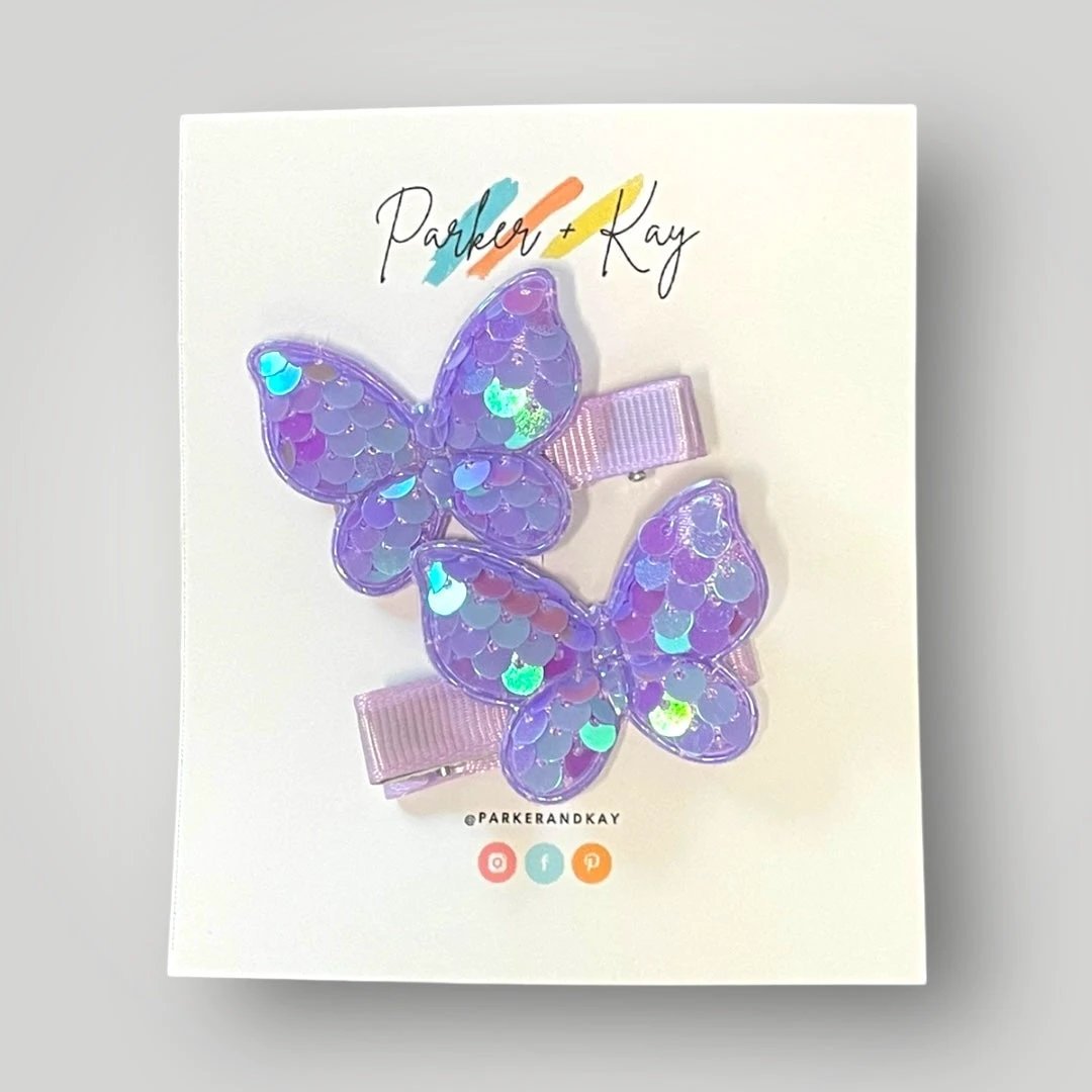 Sequin Butterfly Hair Clips by Parker + Kay Creative