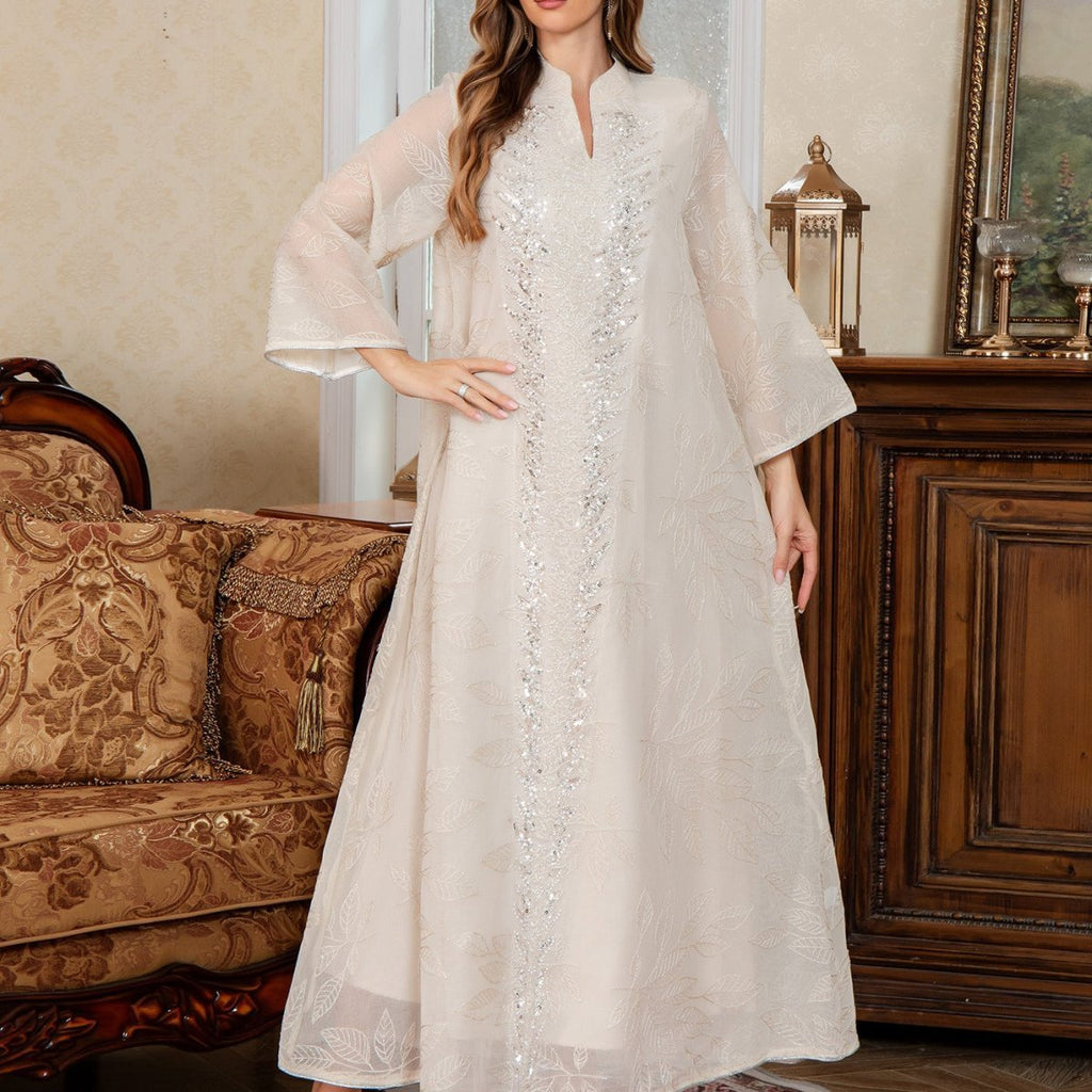 Sequin Embroidered Mesh Abaya (MA415) La Vie Bien Sequin Embroidered Mesh Abaya (MA415)