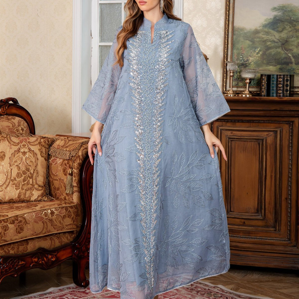 Sequin Embroidered Mesh Abaya (MA415) La Vie Bien Sequin Embroidered Mesh Abaya (MA415)