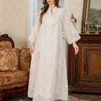 Sequin Embroidered Mesh Abaya (MA415) La Vie Bien Sequin Embroidered Mesh Abaya (MA415)