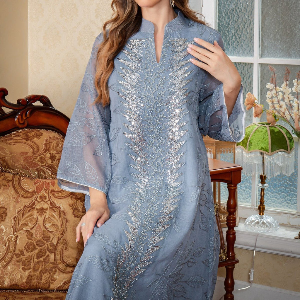 Sequin Embroidered Mesh Abaya (MA415) La Vie Bien Sequin Embroidered Mesh Abaya (MA415)