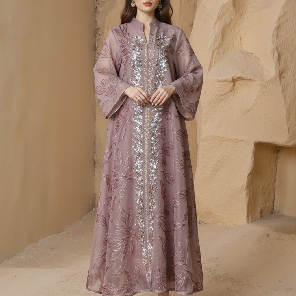 Sequin Embroidered Mesh Abaya (MA415) La Vie Bien Sequin Embroidered Mesh Abaya (MA415)