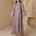 Sequin Embroidered Mesh Abaya (MA415)