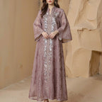 Sequin Embroidered Mesh Abaya (MA415)