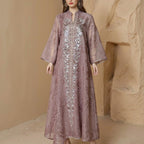 Sequin Embroidered Mesh Abaya (MA415)