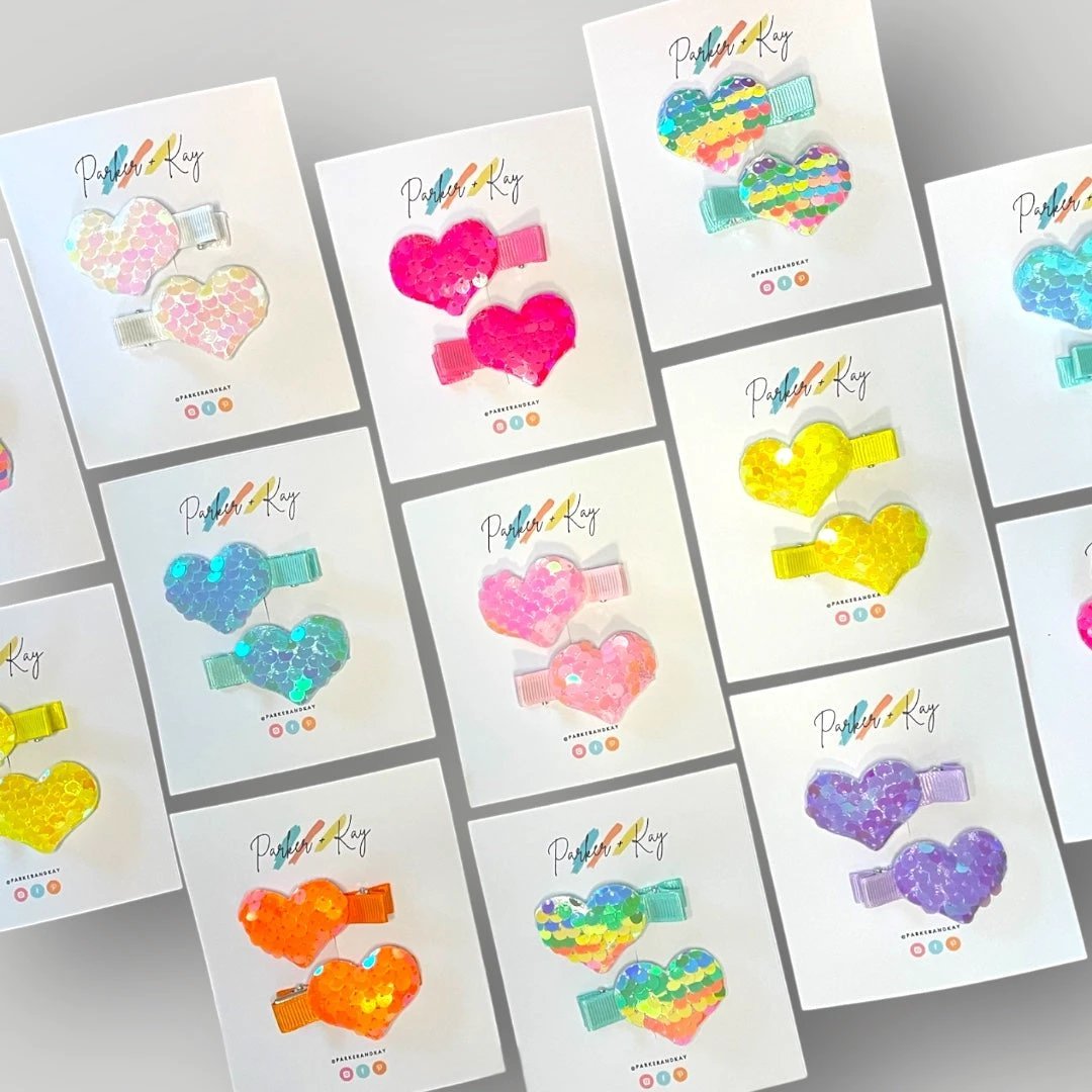 Sequin Heart Hair Clips by Parker + Kay Creative