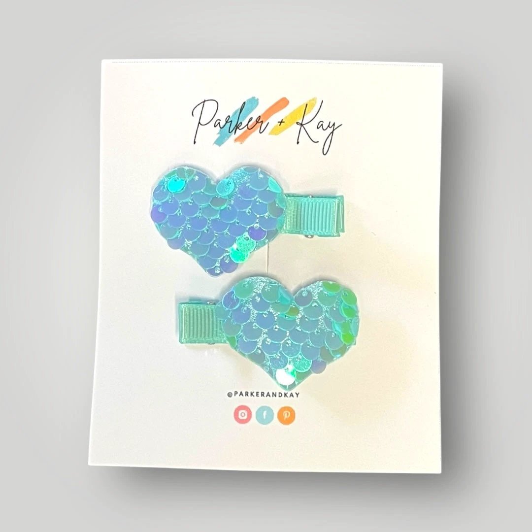 Sequin Heart Hair Clips by Parker + Kay Creative