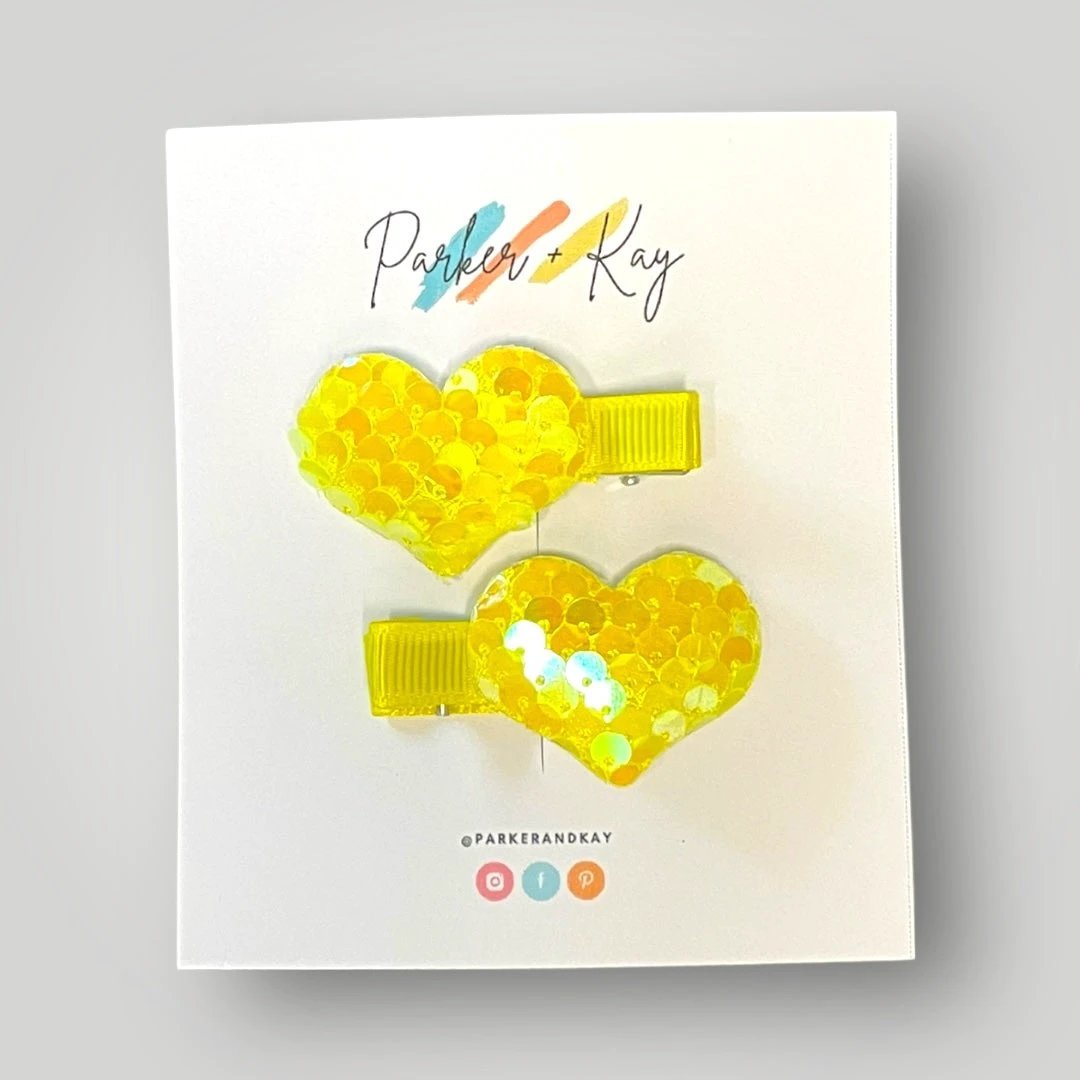 Sequin Heart Hair Clips by Parker + Kay Creative