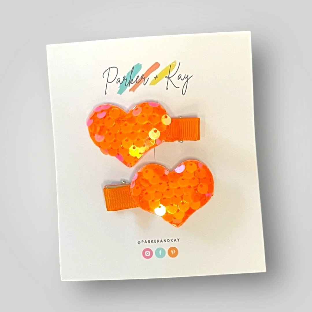 Sequin Heart Hair Clips by Parker + Kay Creative