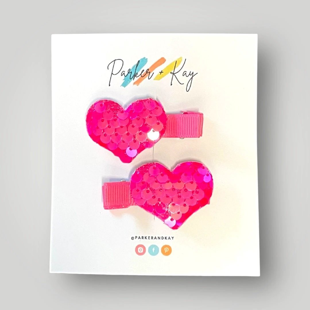 Sequin Heart Hair Clips by Parker + Kay Creative