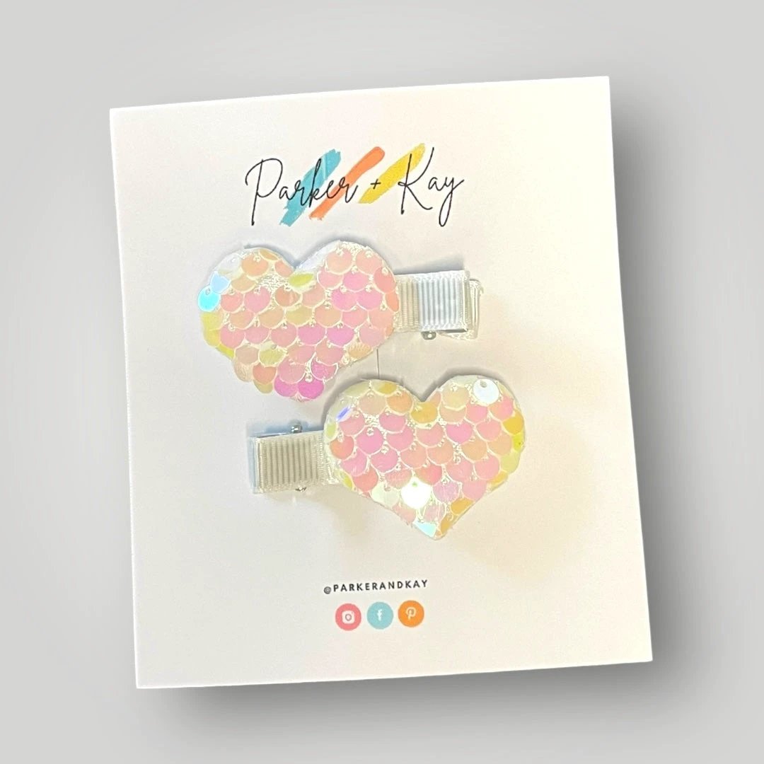 Sequin Heart Hair Clips by Parker + Kay Creative