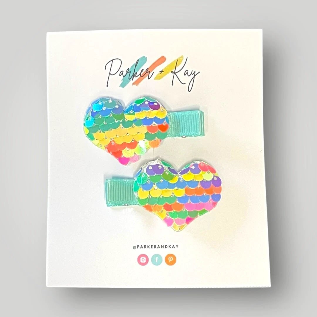 Sequin Heart Hair Clips by Parker + Kay Creative
