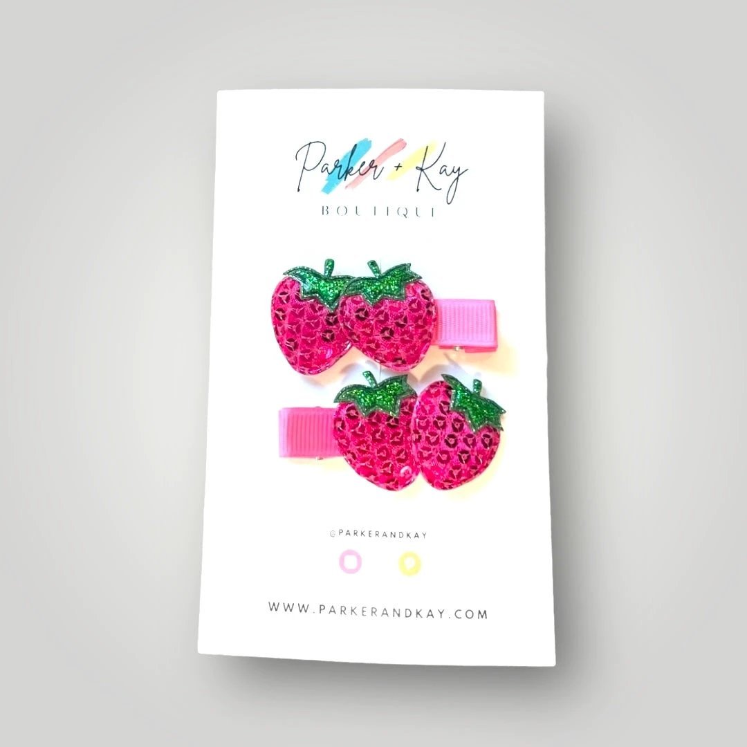 Sequin Strawberry Hair Clips by Parker + Kay Creative