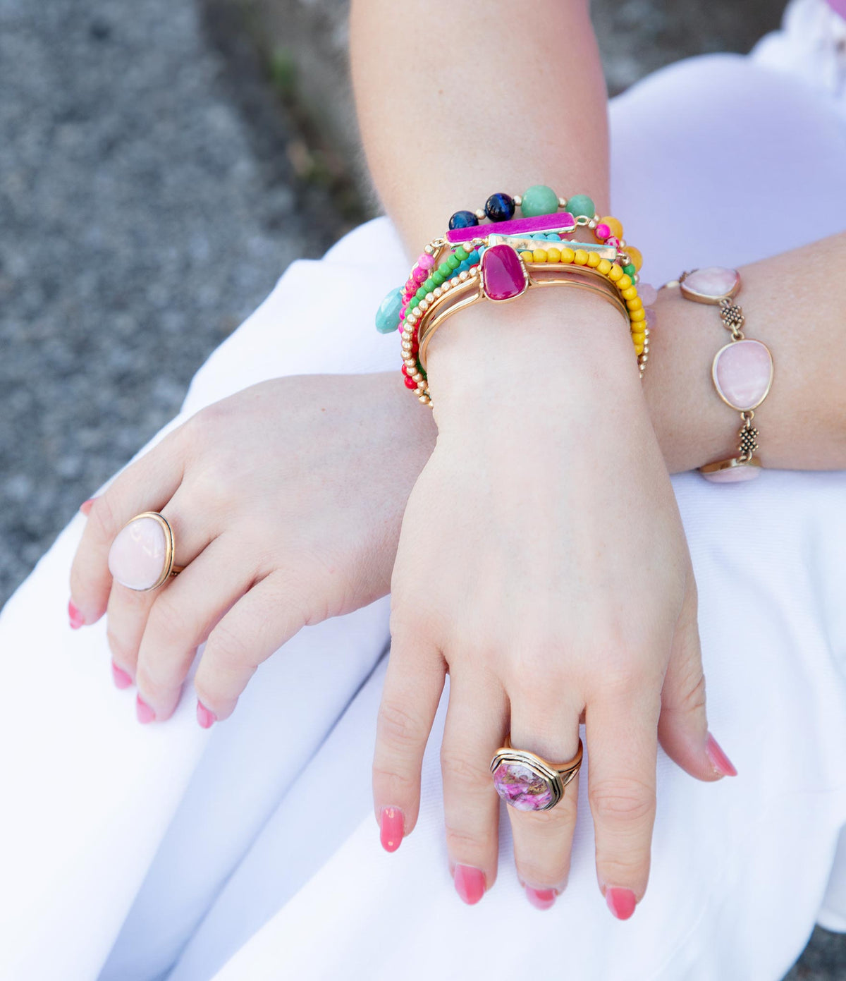 Serape Multi Stone Stretch Bracelet Set Bracelets La Vie Bien Serape Multi Stone Stretch Bracelet Set