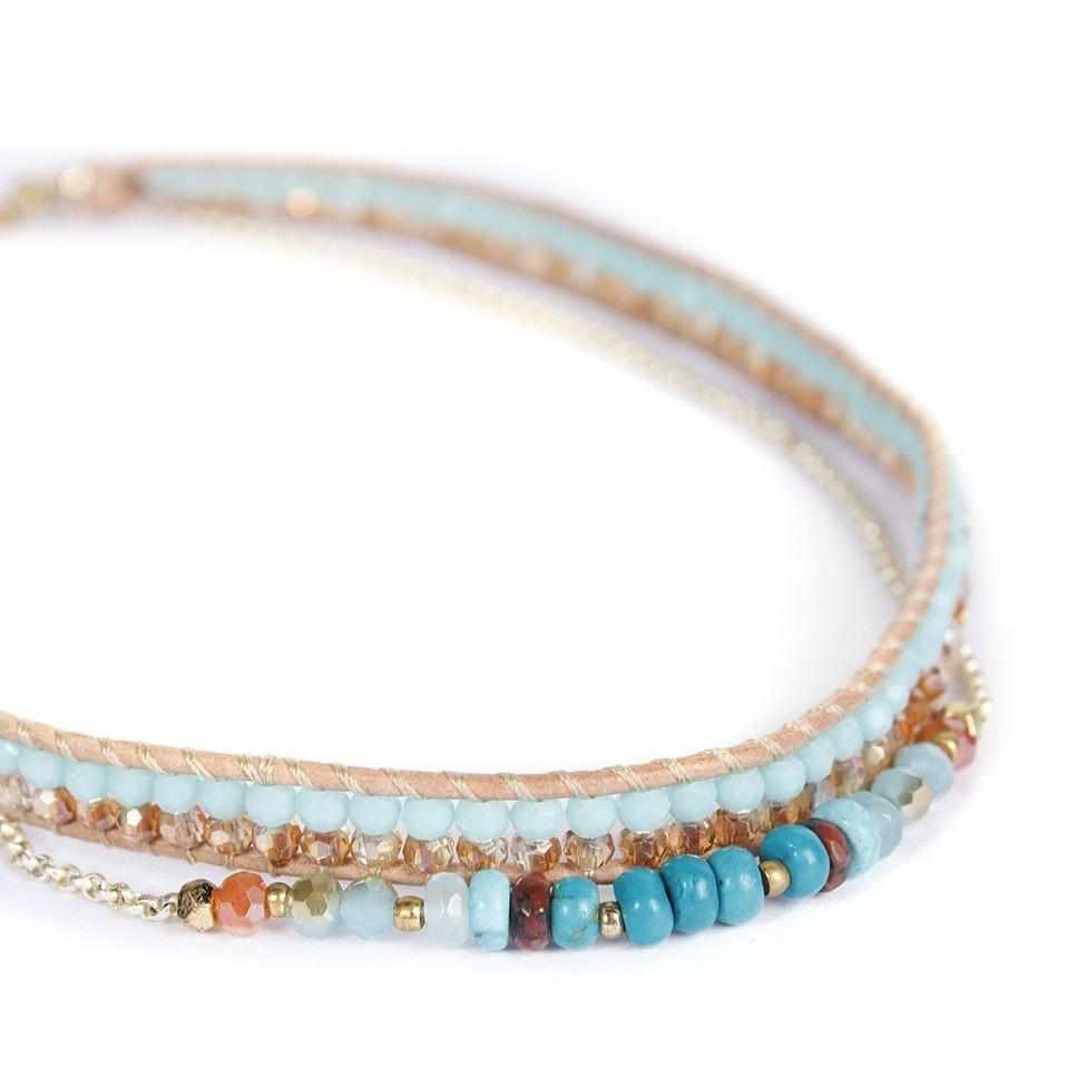 Serenity Stones Double Wrap Bracelet - Thailand Jewelry La Vie Bien Serenity Stones Double Wrap Bracelet - Thailand