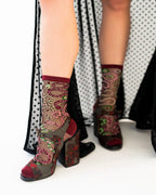Serpentine Floral Black Sheer Crew Sock by Sock Candy