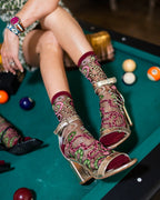 Serpentine Floral Black Sheer Crew Sock by Sock Candy