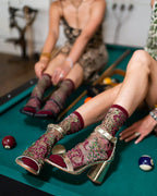 Serpentine Floral Black Sheer Crew Sock by Sock Candy
