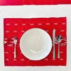 Serpentine Ikat Woven Placemat - Cherry Siggy La Vie Bien Serpentine Ikat Woven Placemat - Cherry