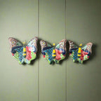 Set of 3 Talavera Butterfly Wall Art | Mexican Wall Hangings