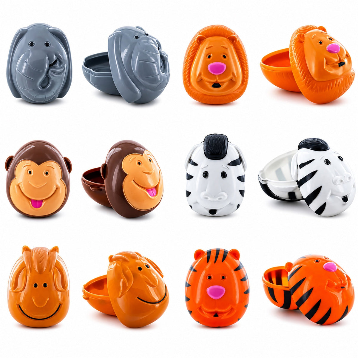 Set of 12 Animals Plastic Easter Eggs- Tiger, Zebra, Monkey Easter Eggs > Plastic > Patterned La Vie Bien Set of 12 Animals Plastic Easter Eggs- Tiger, Zebra, Monkey