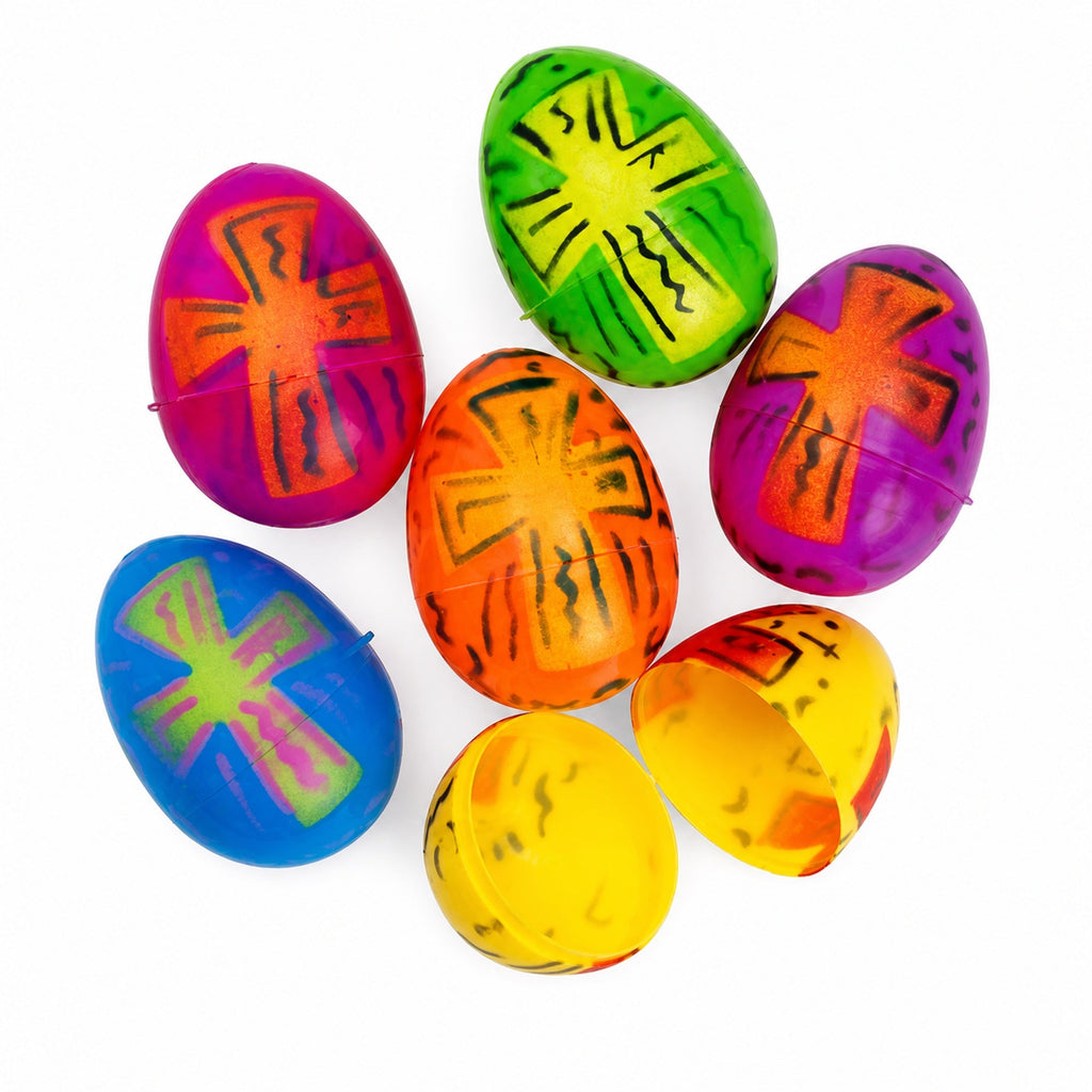 Set of 12 Bright Crosses Plastic Easter Eggs 2.25 Inches Easter Eggs > Plastic > Patterned La Vie Bien Set of 12 Bright Crosses Plastic Easter Eggs 2.25 Inches