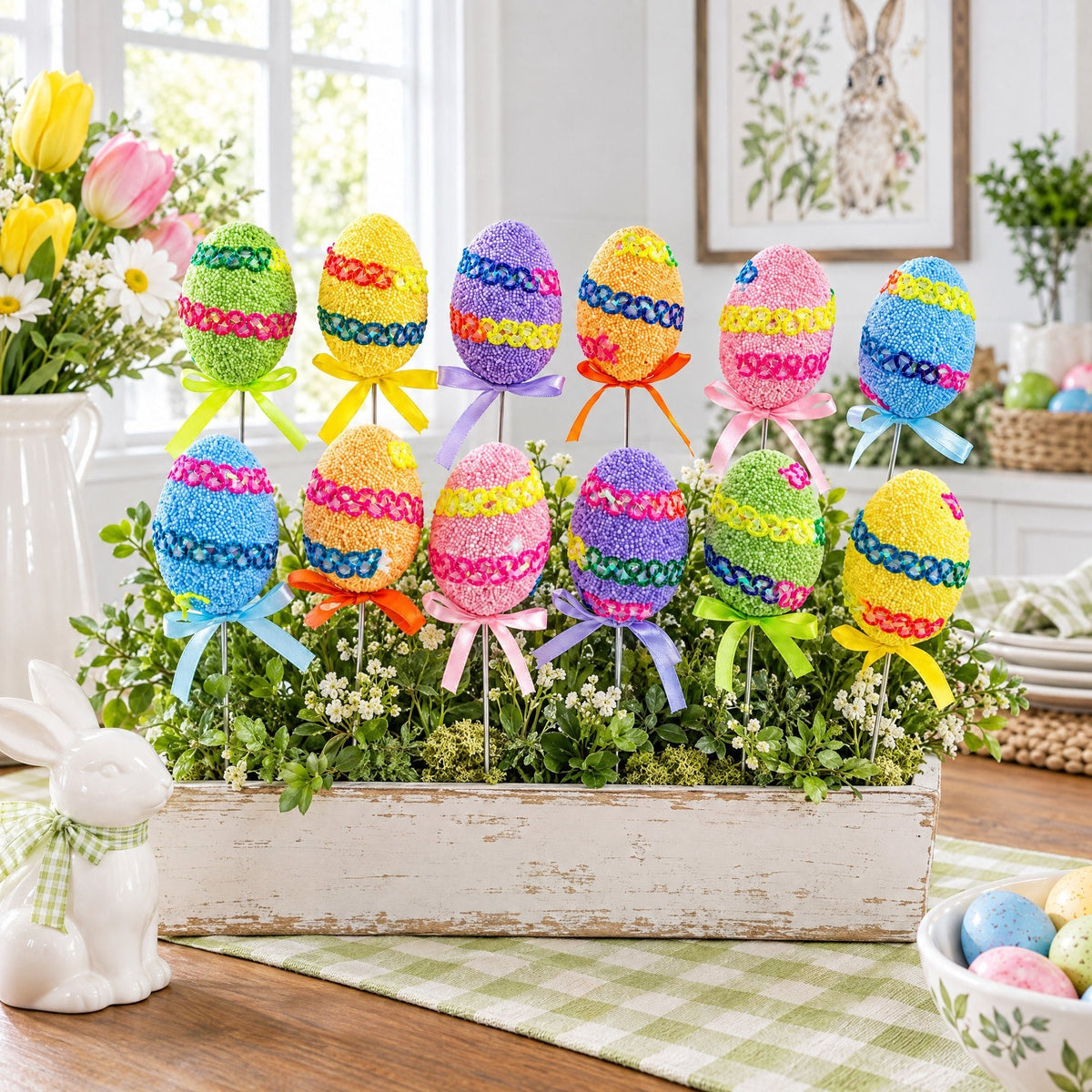 Set of 12 Colorful Easter Egg Picks Easter Eggs > Plastic > Picks La Vie Bien Set of 12 Colorful Easter Egg Picks