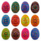 Set of 12 Geometrical Wooden Ukrainian Easter Eggs Pysanky 2.5 Inches Easter Eggs > Wooden Pysanky Sets La Vie Bien Set of 12 Geometrical Wooden Ukrainian Easter Eggs Pysanky 2.5 Inches