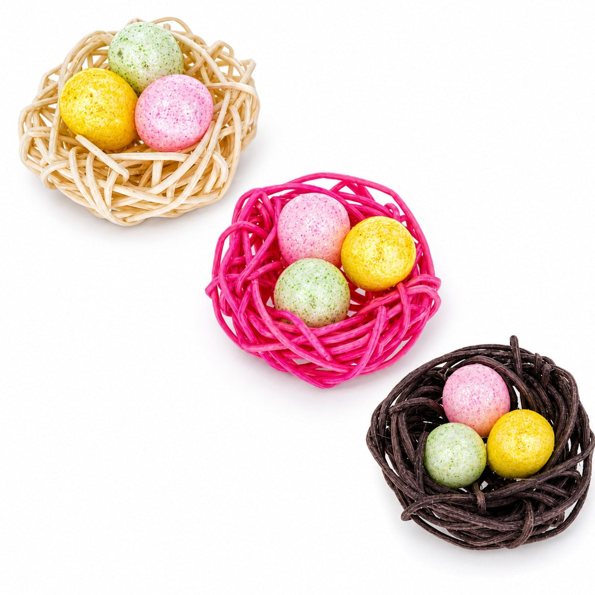 Set of 12 Glittered Foam Easter Ornaments in the Basket Easter > Figurines La Vie Bien Set of 12 Glittered Foam Easter Ornaments in the Basket
