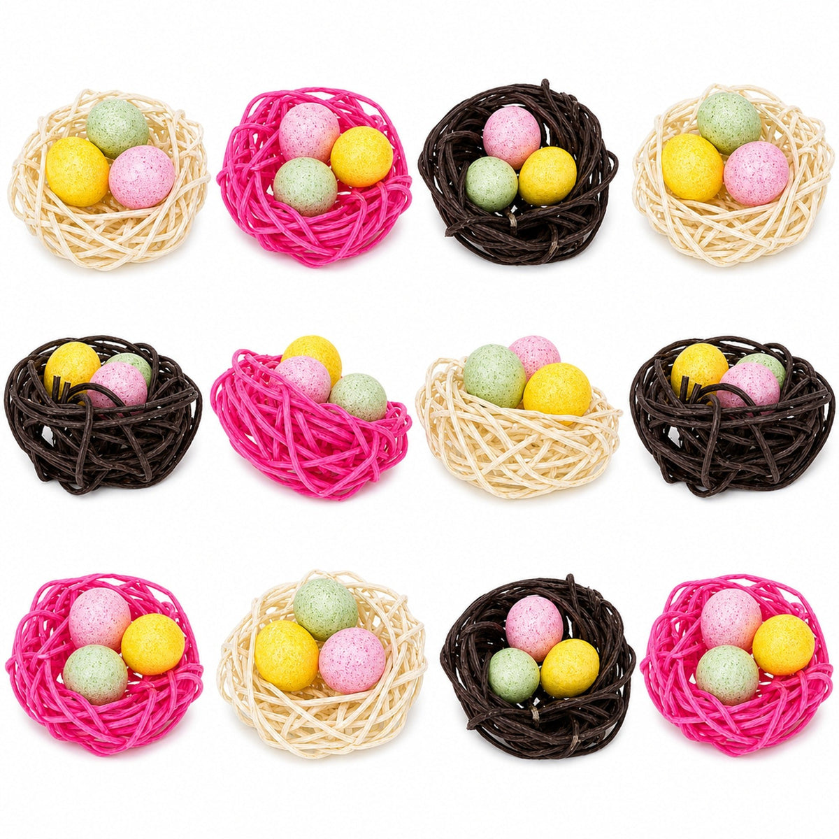 Set of 12 Glittered Foam Easter Ornaments in the Basket Easter > Figurines La Vie Bien Set of 12 Glittered Foam Easter Ornaments in the Basket