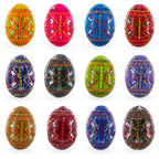 Set of 12 Handcrafted Geometric Ukrainian Pysanky Wooden Easter Eggs 2.5 Inches Easter Eggs > Wooden Pysanky Sets La Vie Bien Set of 12 Handcrafted Geometric Ukrainian Pysanky Wooden Easter Eggs 2.5 Inches